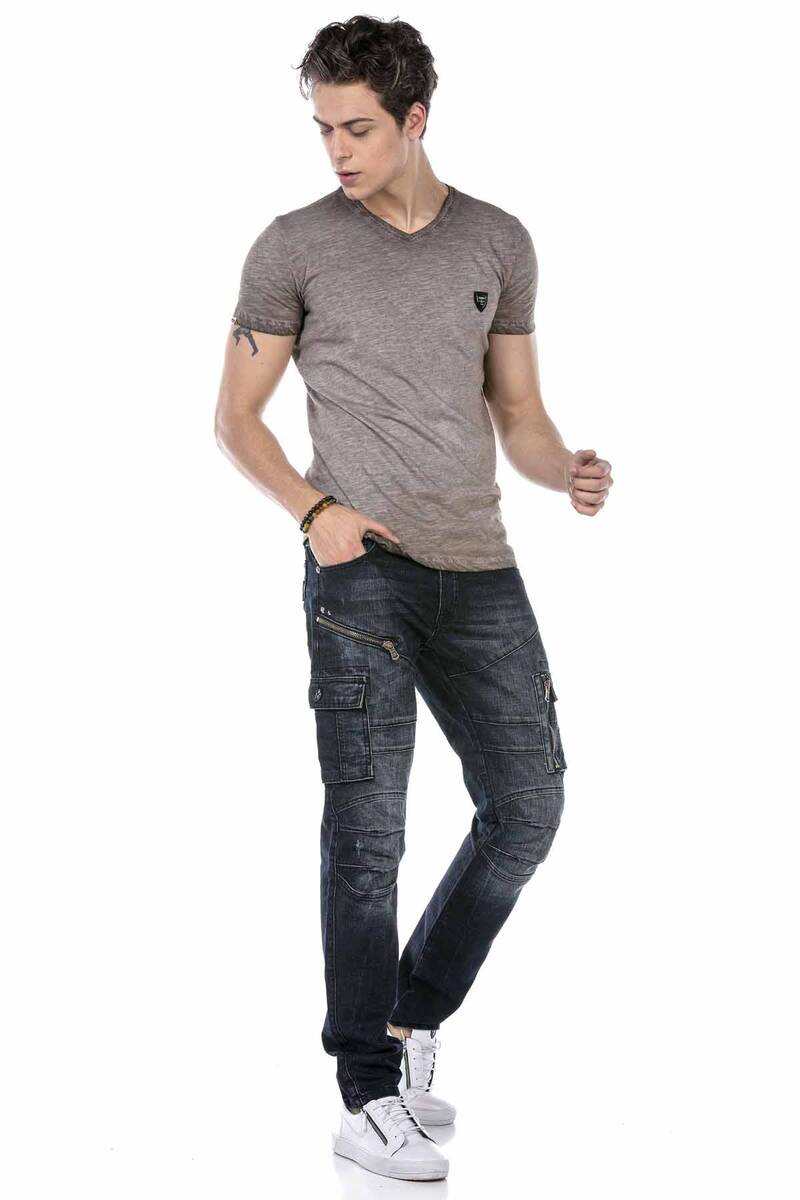 CD680 Herren Straight Fit-Jeans mit trendigen Cargotaschen