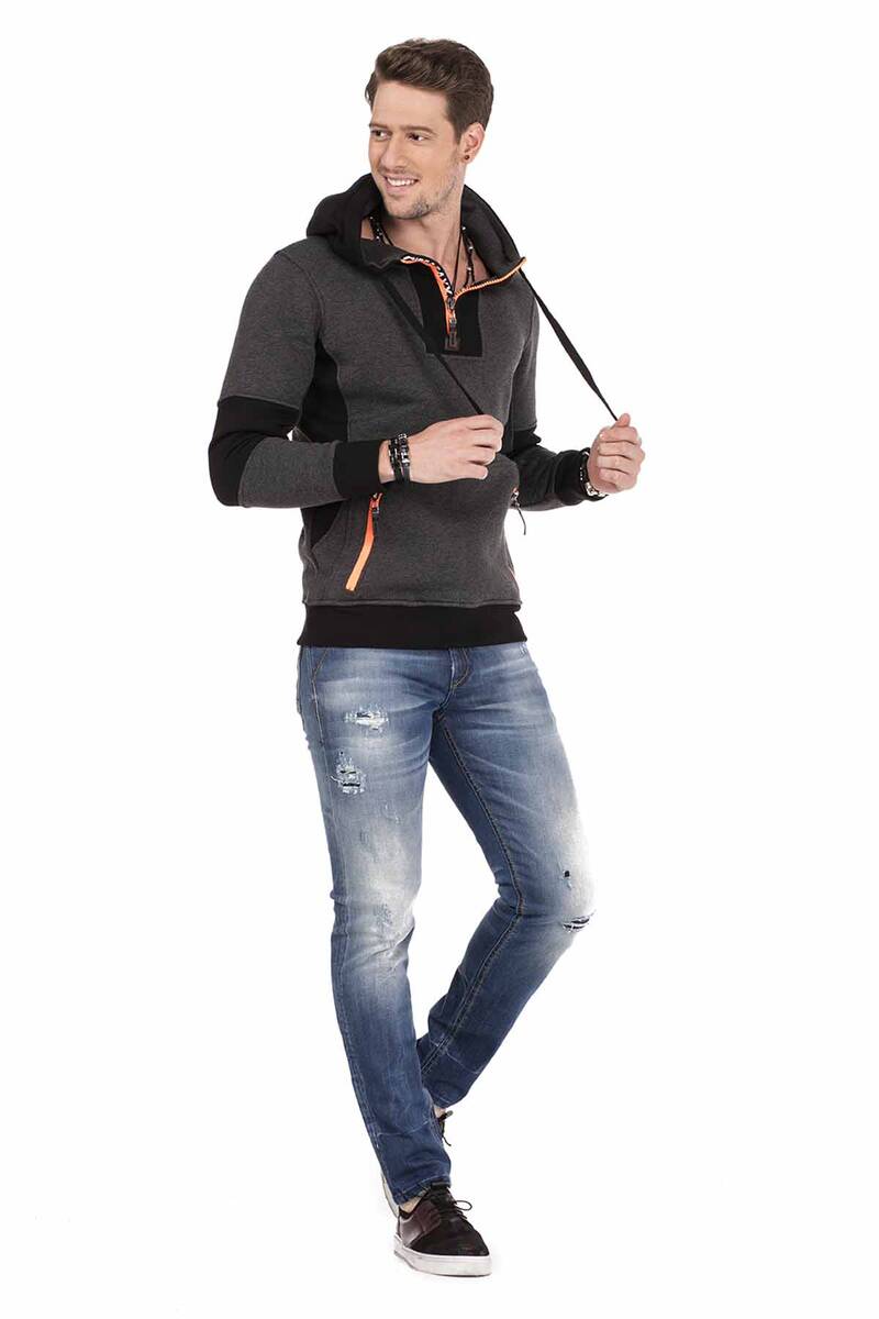 CD475 jeansy slim fit z przetarciami