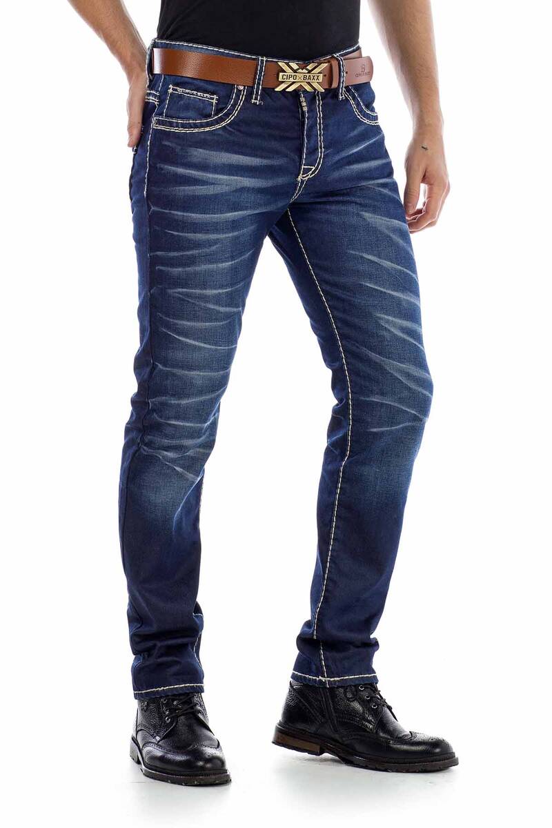 CD471 jeansy klasyczne z charakterystycznym spraniem