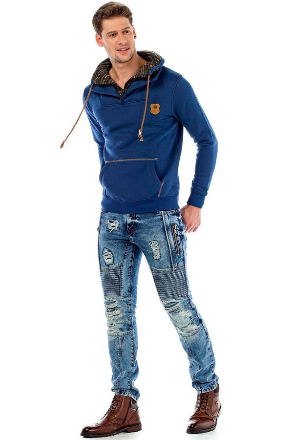 CD464 jeansy z przeszyciami w zniszczonym stylu