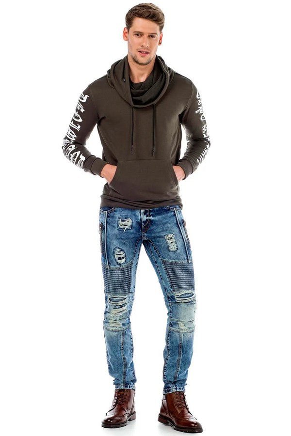 CD464 jeansy z przeszyciami w zniszczonym stylu