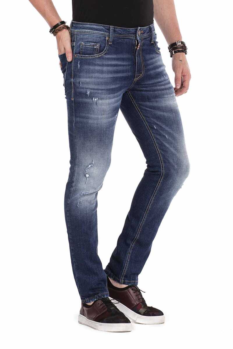 CD459 jeansy slim-fit z przedarciami