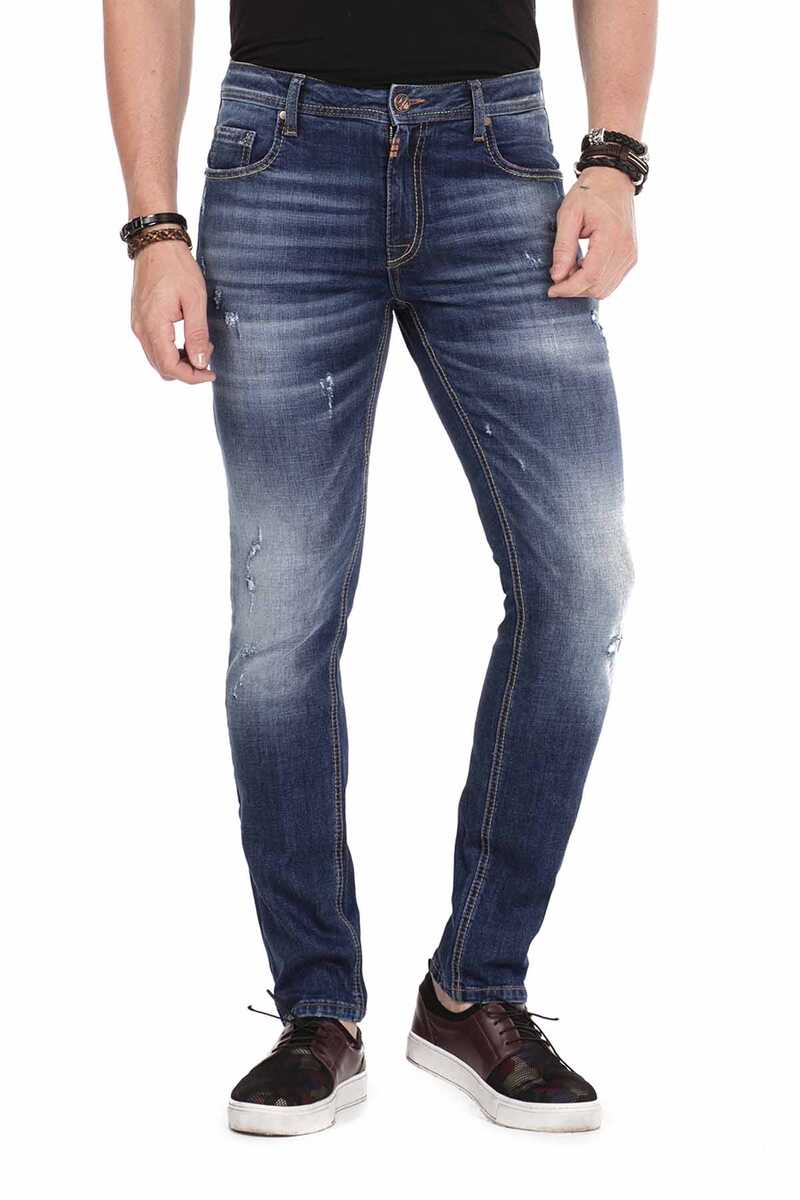 CD459 jeansy slim-fit z przedarciami