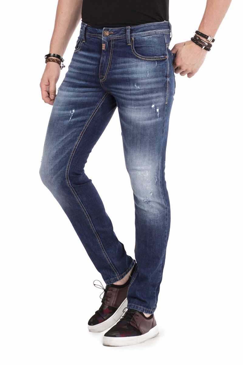 CD459 jeansy slim-fit z przedarciami