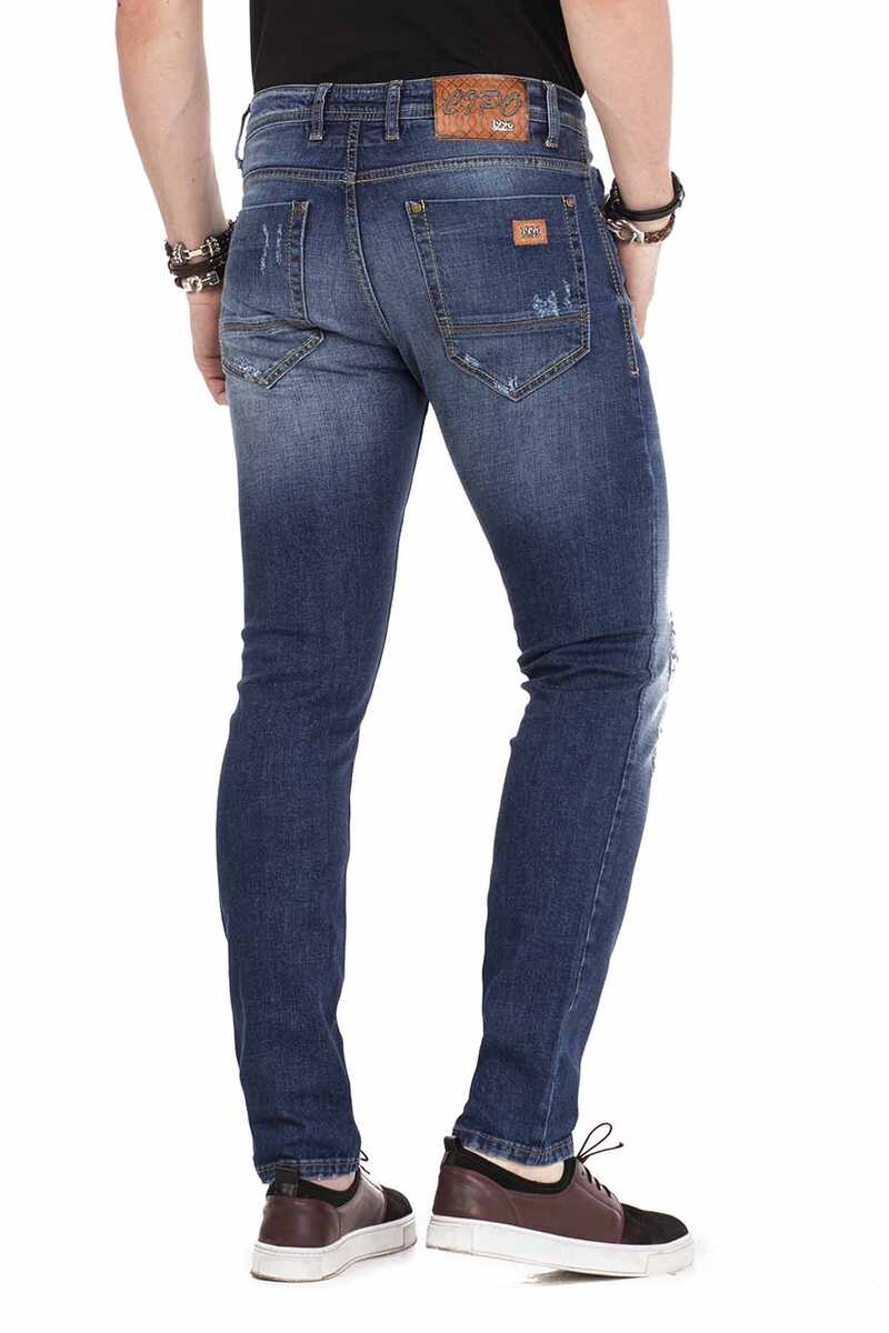 CD459 jeansy slim-fit z przedarciami