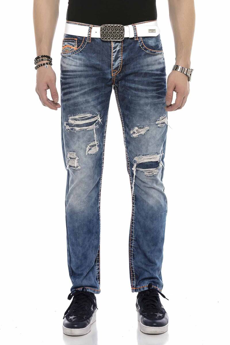 CD604 jeansy w zniszczonym stylu