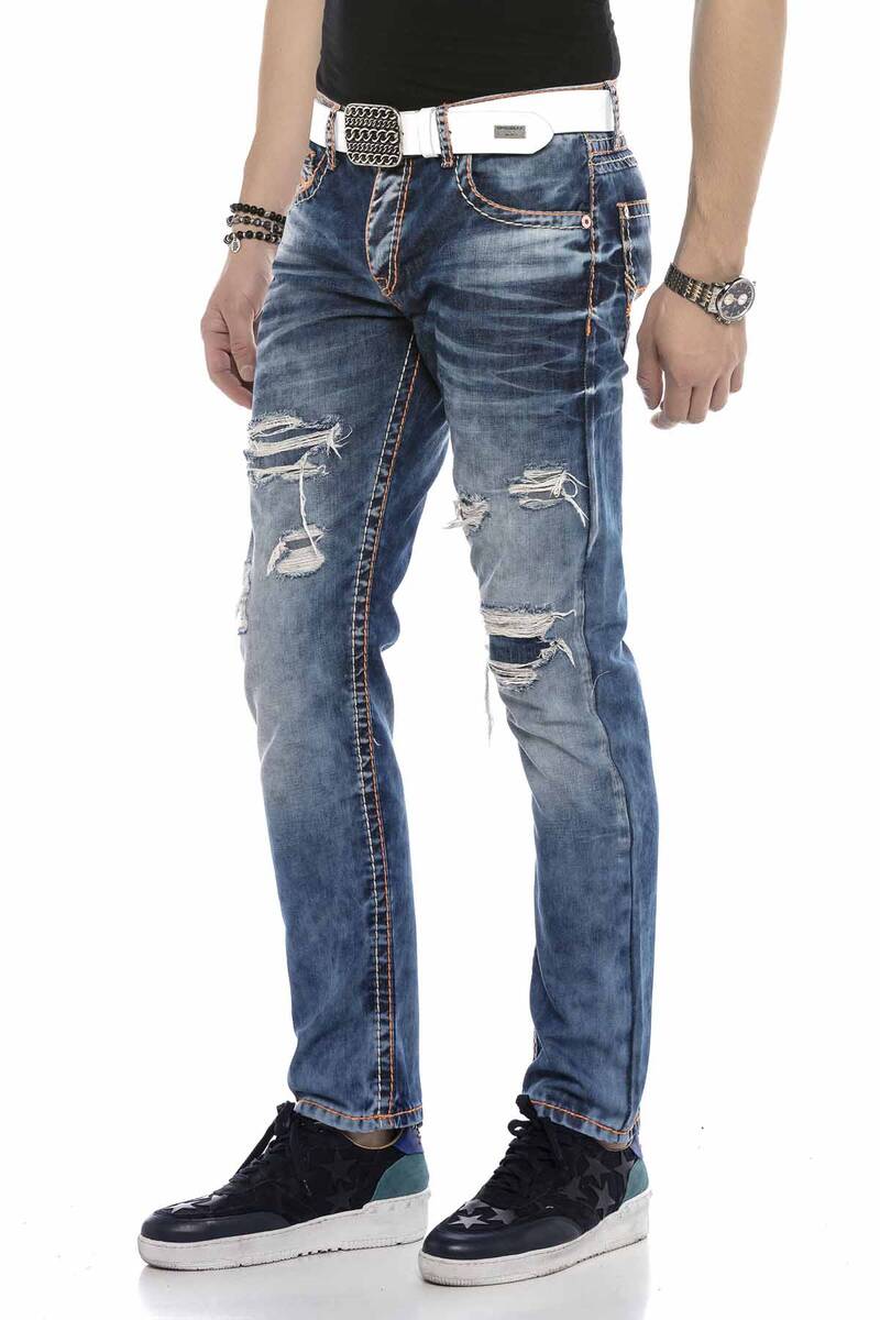 CD604 jeansy w zniszczonym stylu