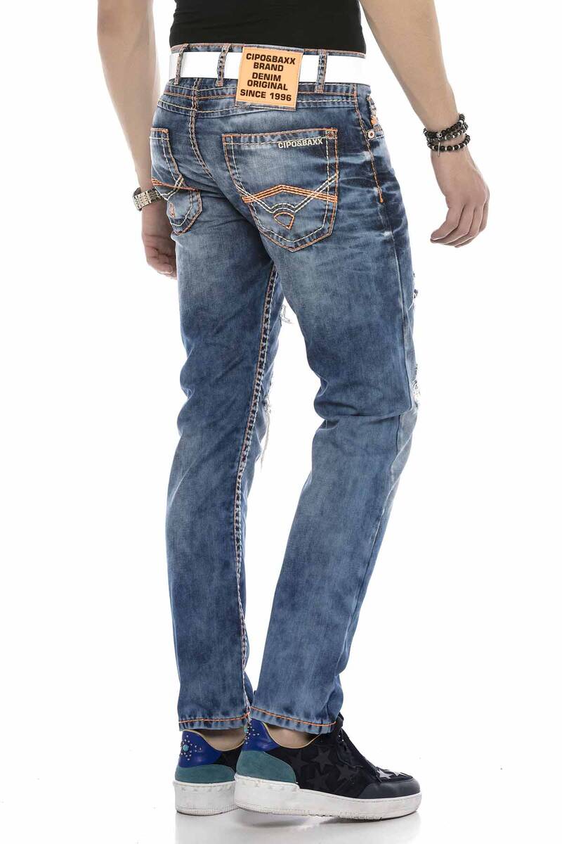 CD604 jeansy w zniszczonym stylu