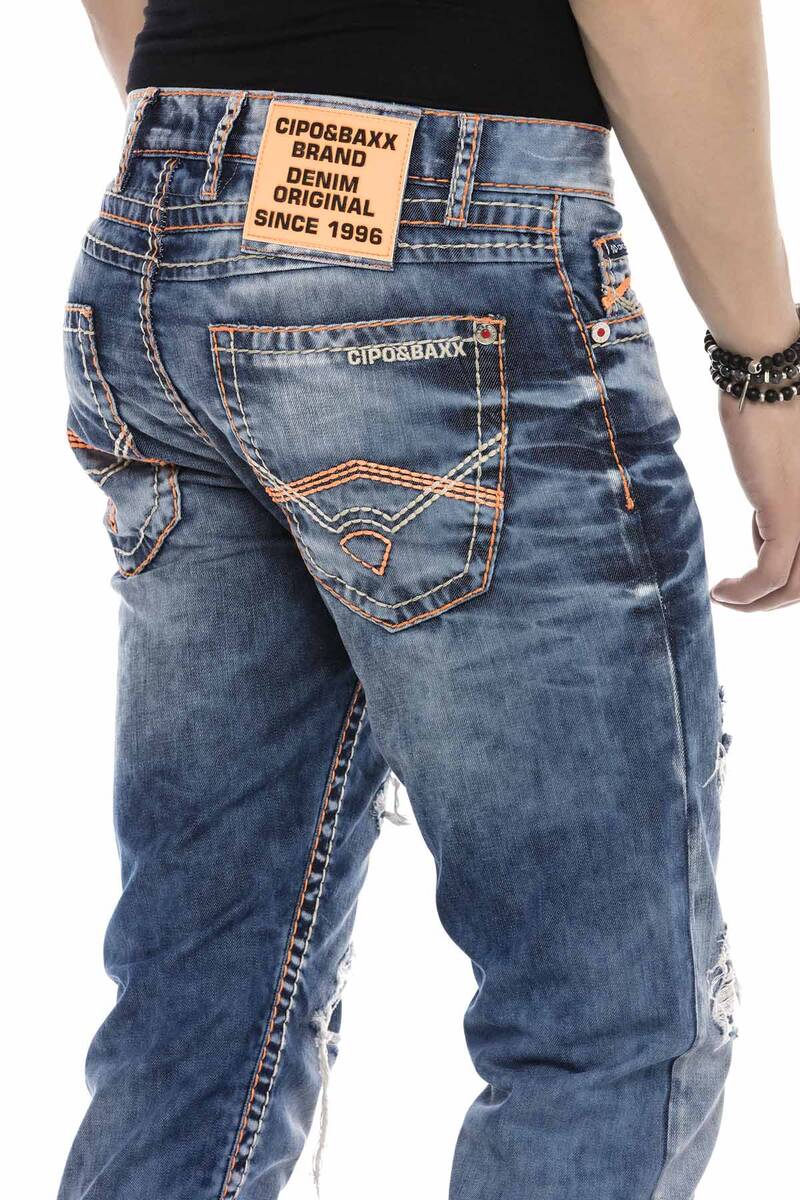 CD604 jeansy w zniszczonym stylu