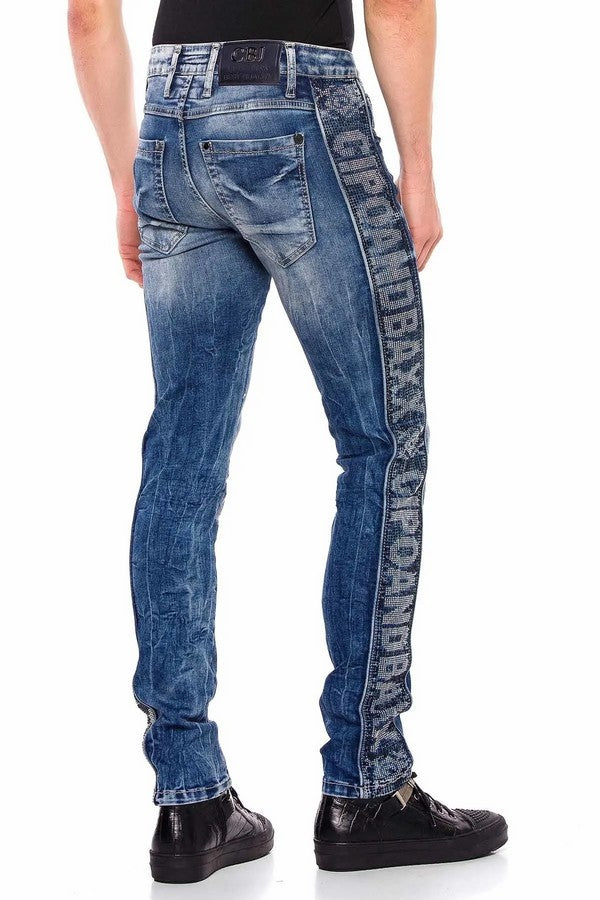 CD579 jeansy z ozdobnymi lampasami