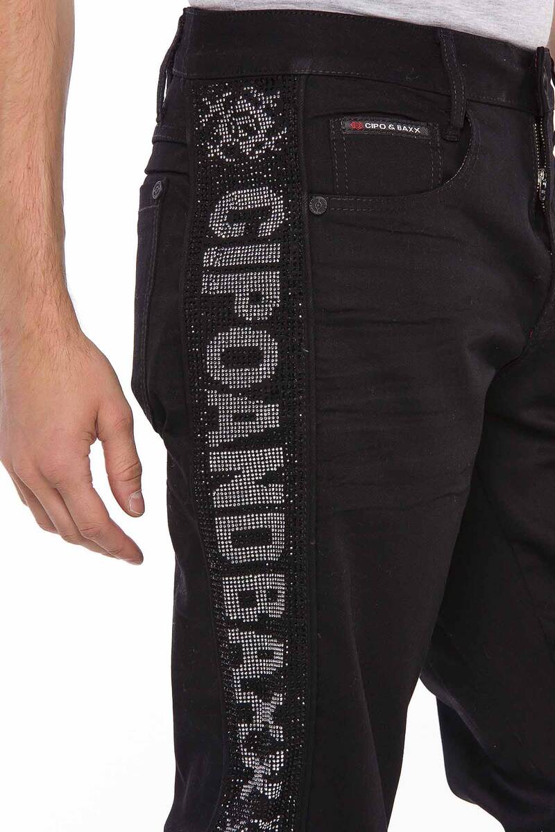 CD578 jeansy z ozdobnymi lampasami