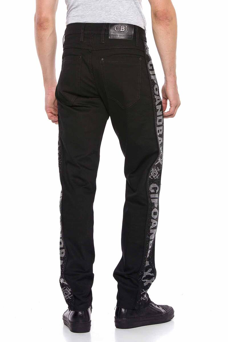 CD578 jeansy z ozdobnymi lampasami