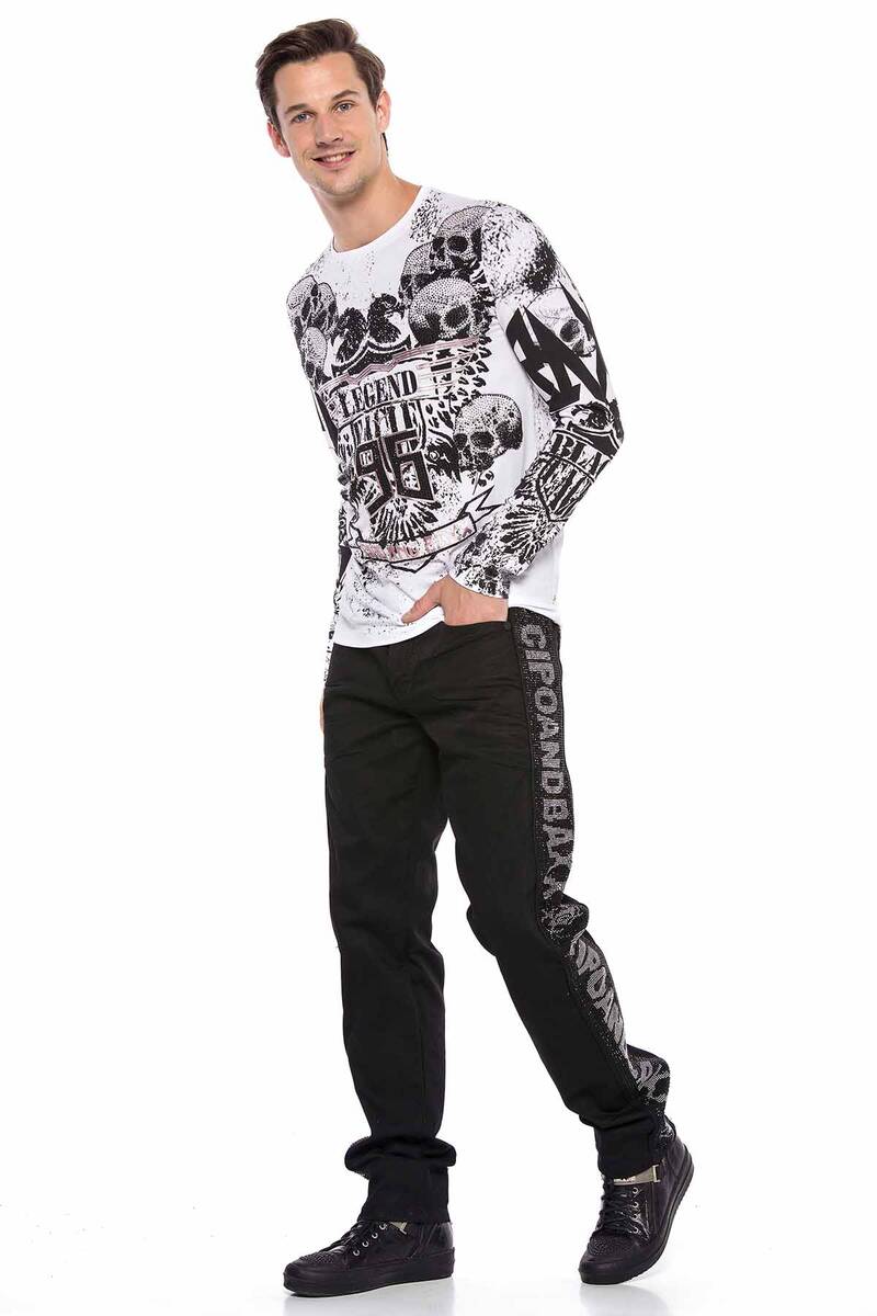 CD578 jeansy z ozdobnymi lampasami