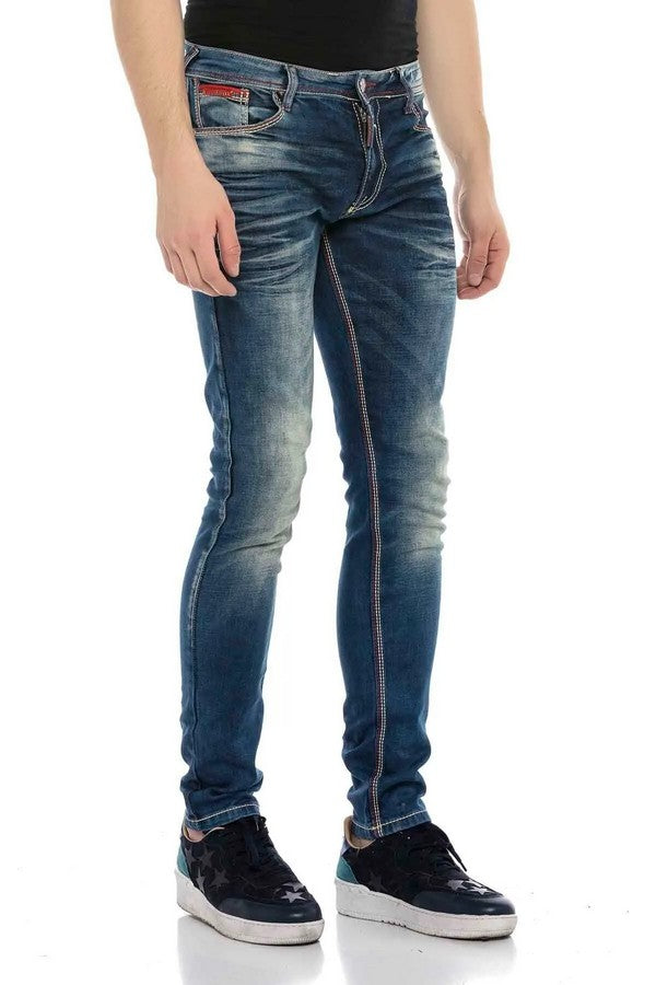 CD557 jeansy z ozdobnym szwem