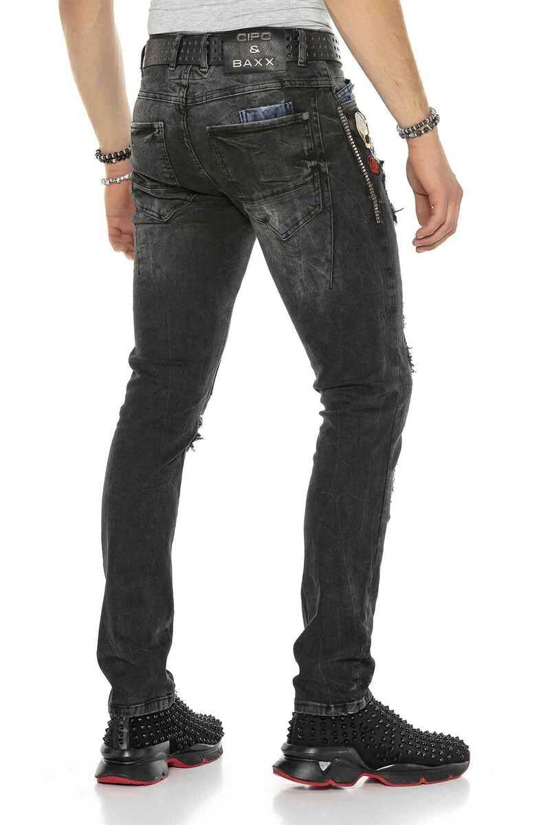 CD408 jeansy z aplikacjami i dziurami