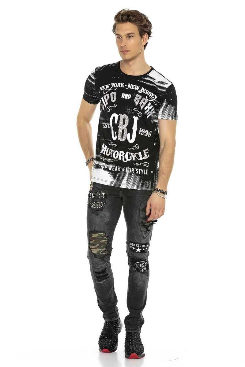 CD408 jeansy z aplikacjami i dziurami