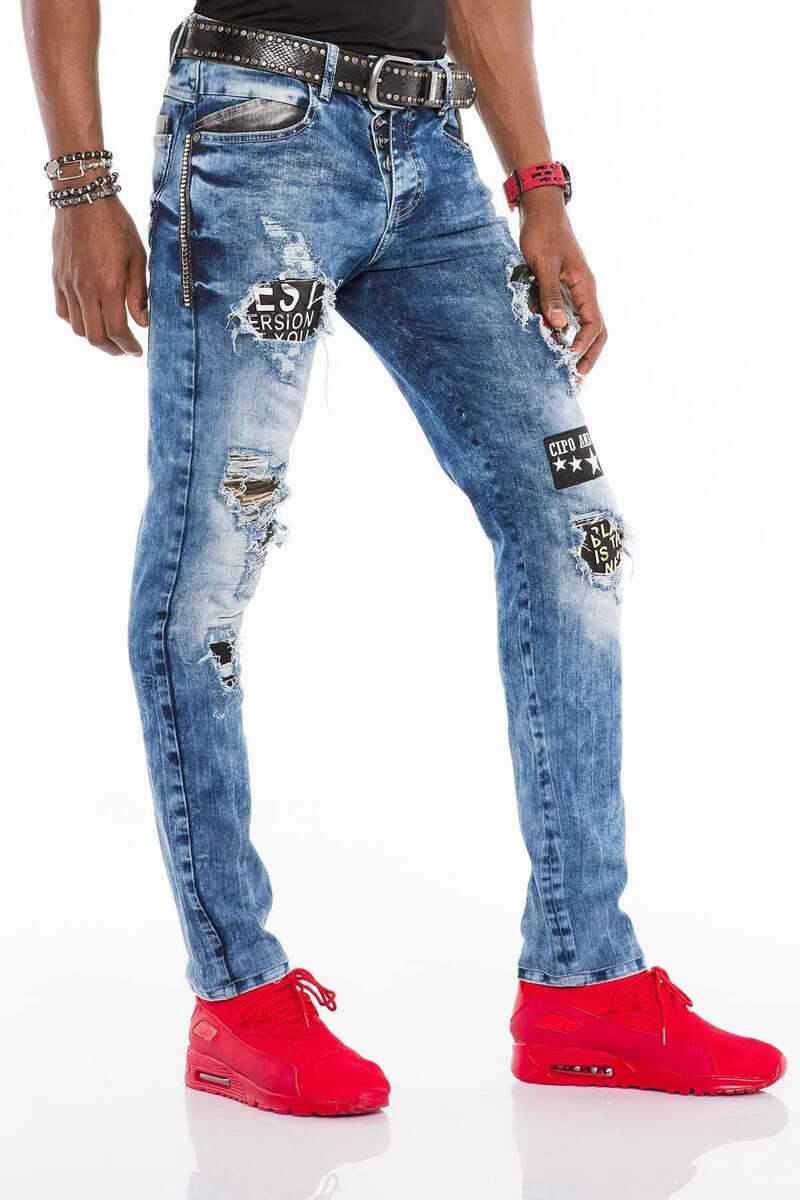 CD408 jeansy z aplikacjami i dziurami