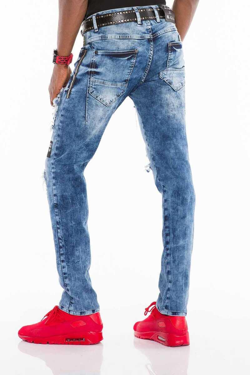 CD408 jeansy z aplikacjami i dziurami