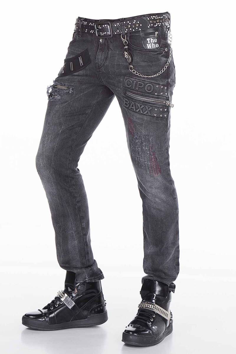 CD396 jeansy w regularnym kroju z napisami