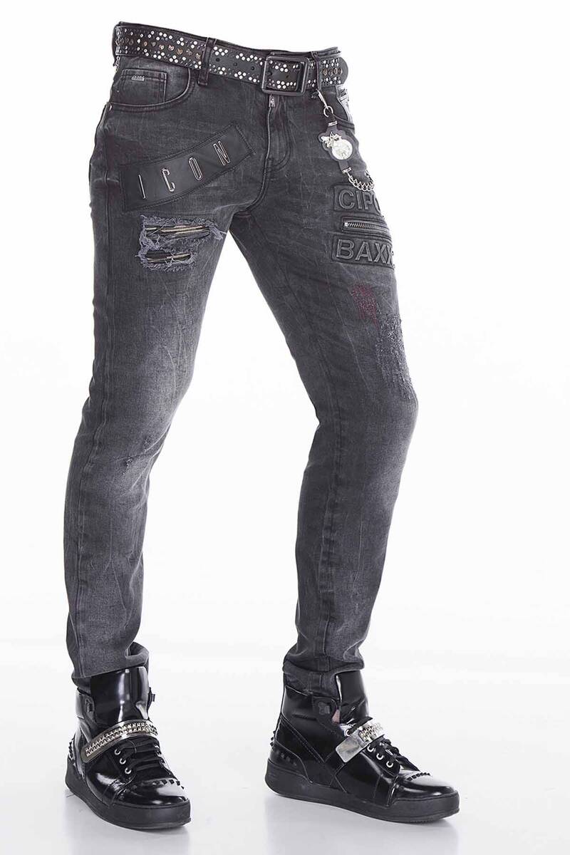 CD396 jeansy w regularnym kroju z napisami