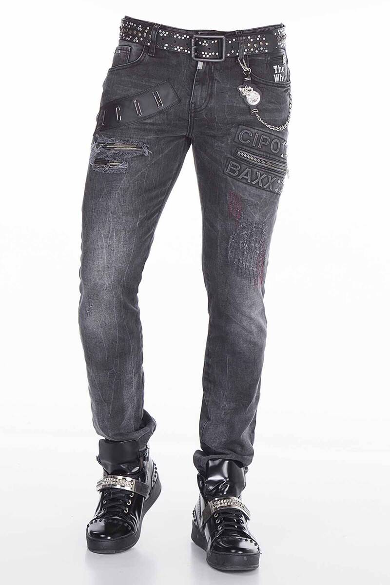 CD396 jeansy w regularnym kroju z napisami