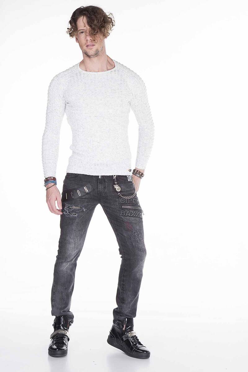 CD396 jeansy w regularnym kroju z napisami