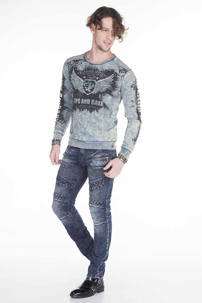 CD382 jeansy w stylu motocyklowym