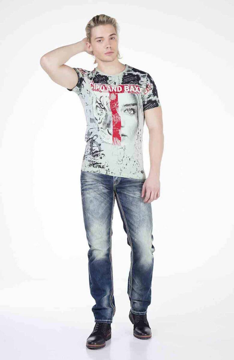 CD329 jeansy z ozdobnym szwem