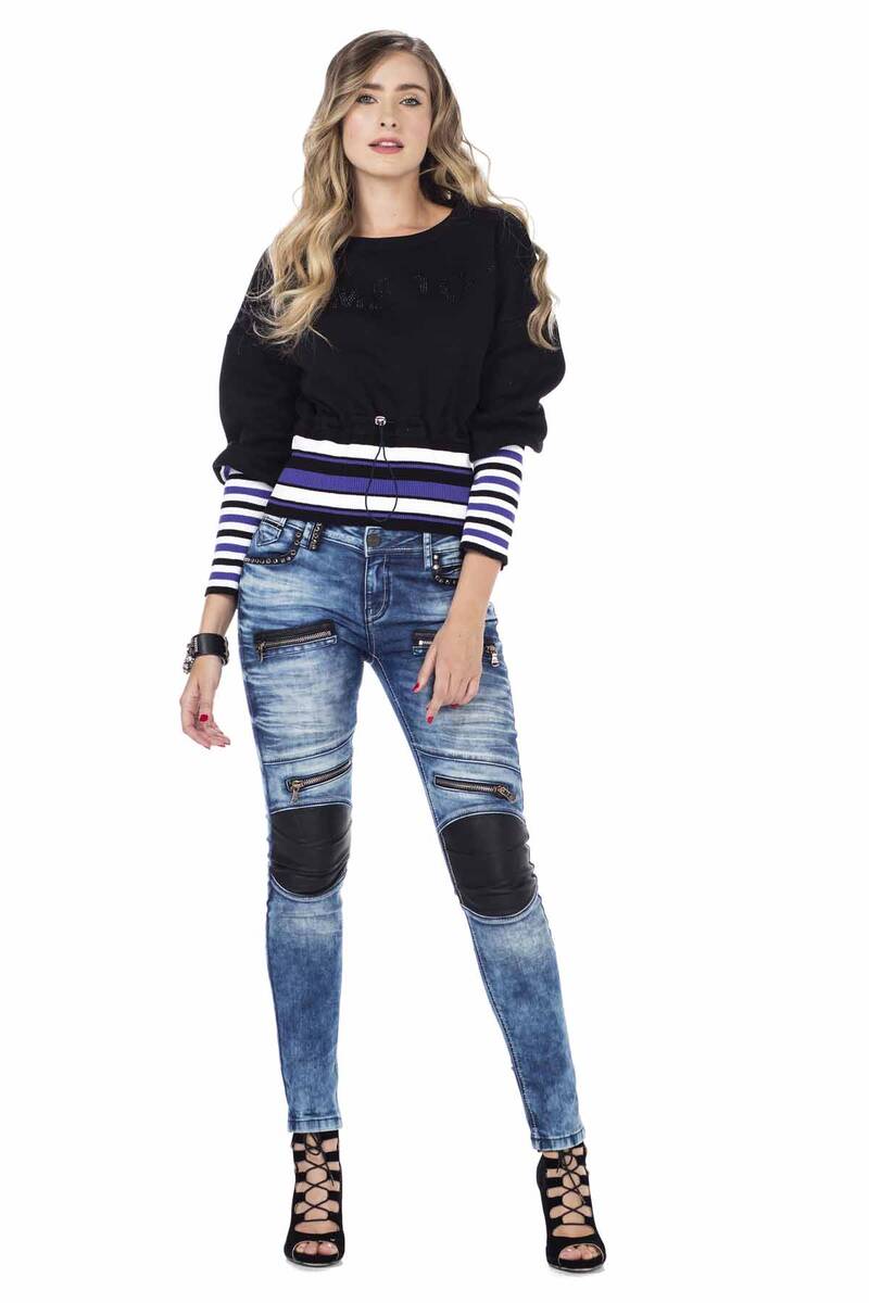 WD346 jeansy damskie w rokowym stylu