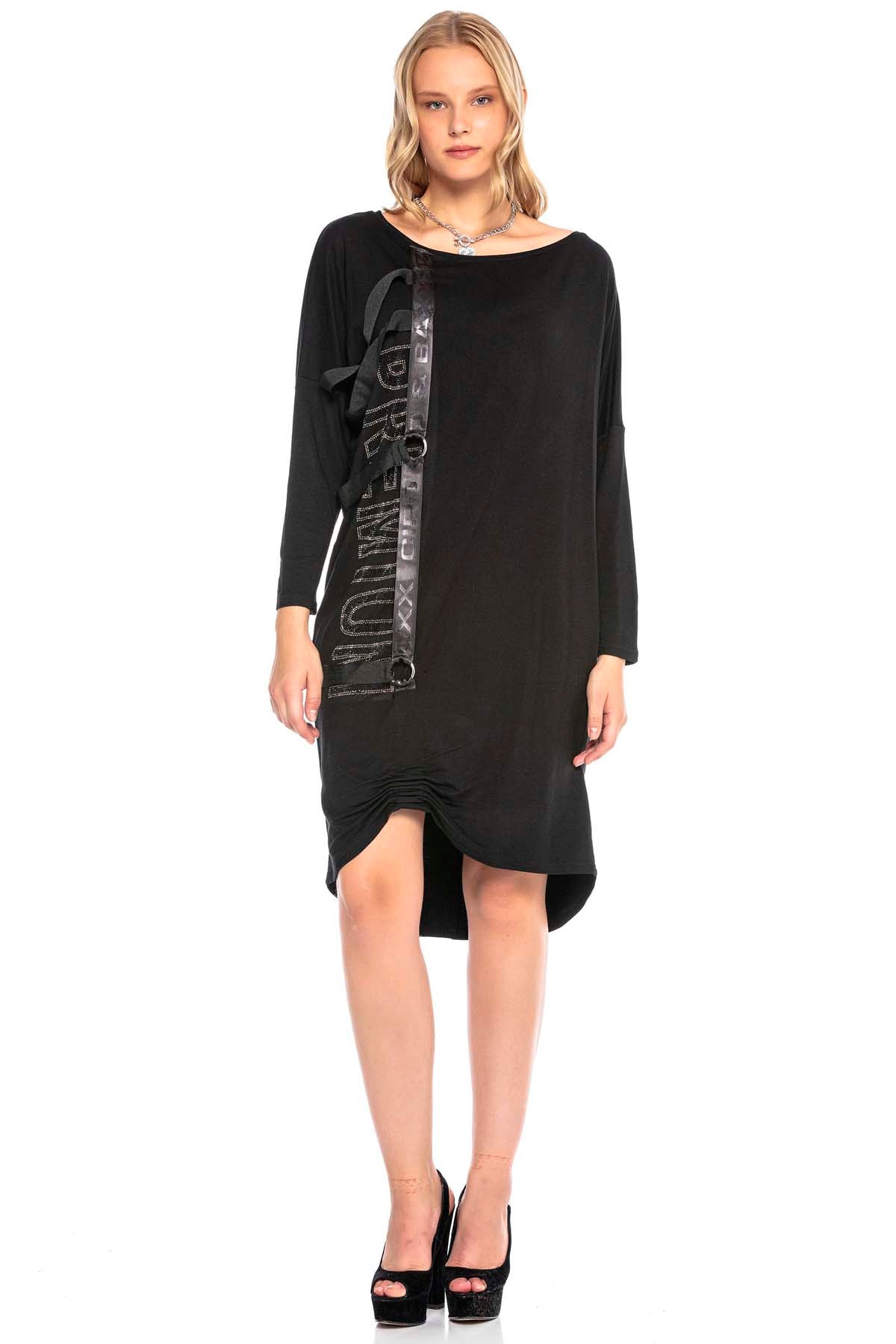 WY132 sukienka damska z ekstrawaganckimi aplikacjami