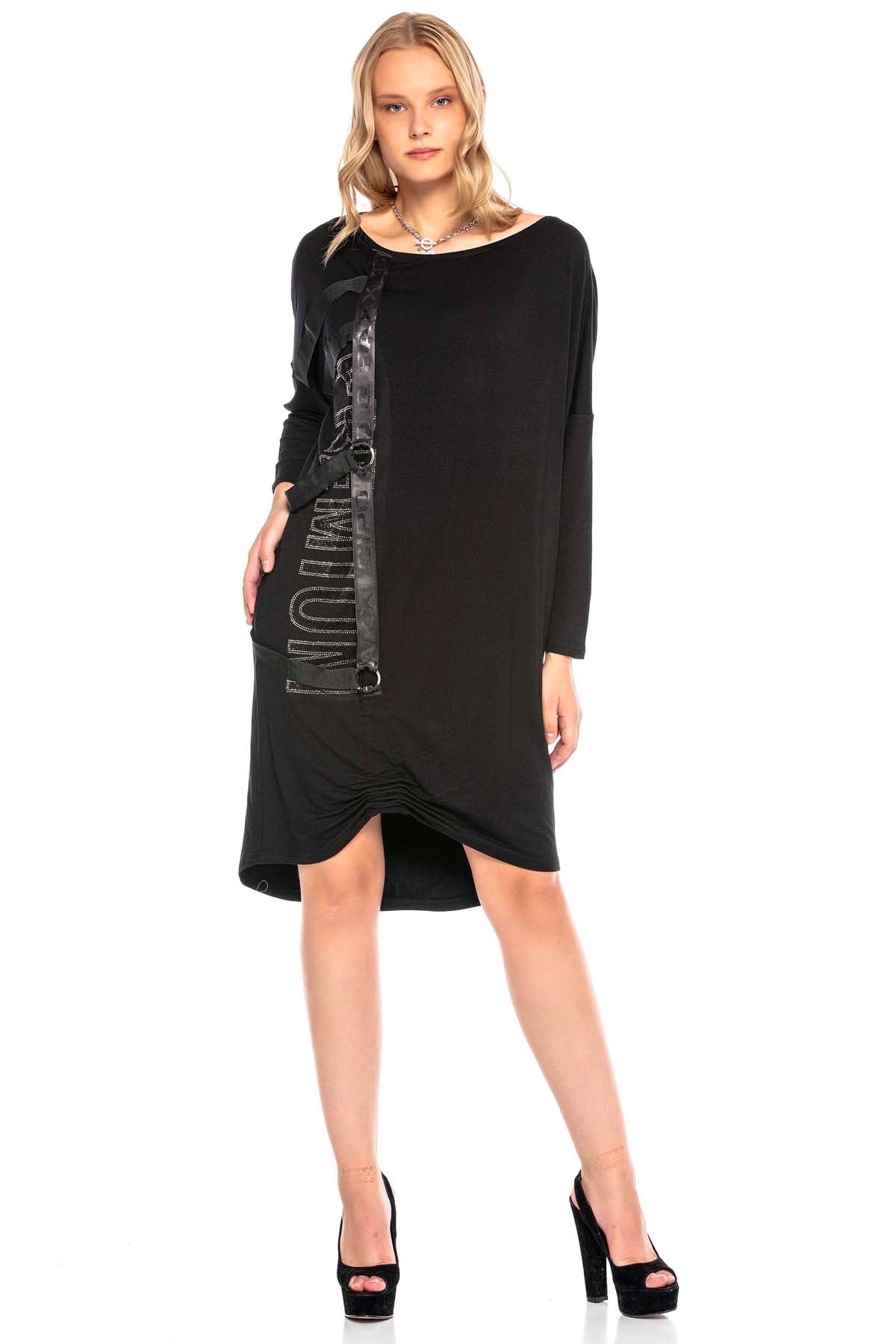 WY132 sukienka damska z ekstrawaganckimi aplikacjami