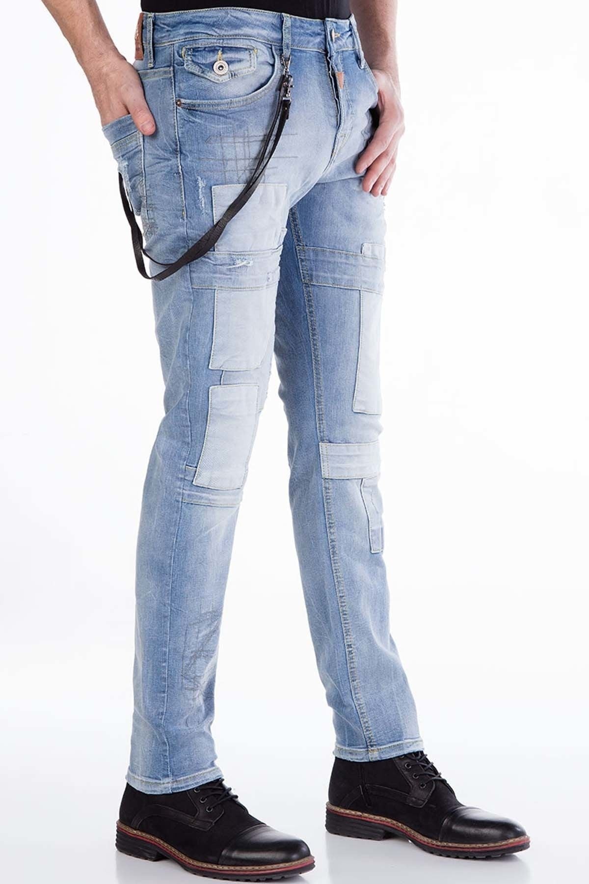 CD191 Men's Slim-Fit jeans with patches