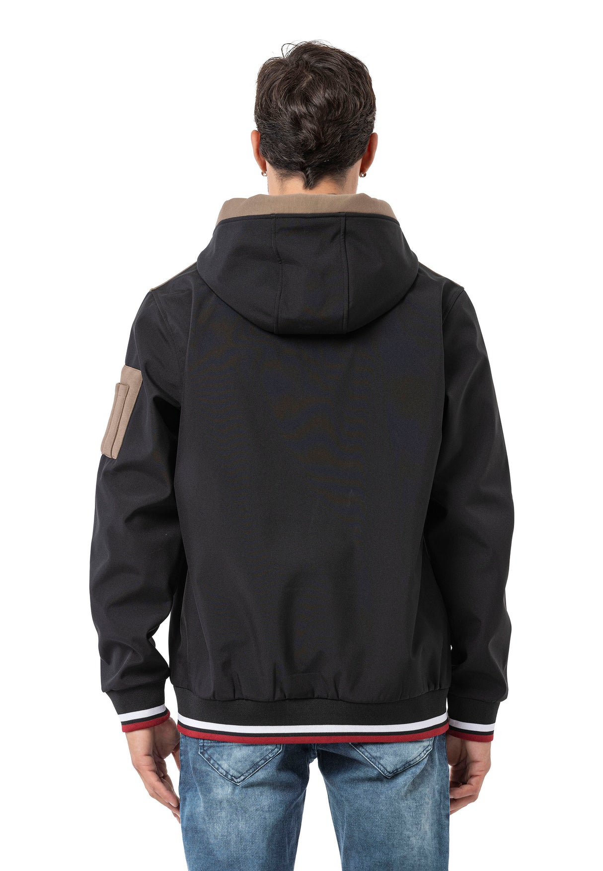 CL592 Herren Kapuzen Sweatjacke – Zweifarbiger Zip-Hoodie in Weiß & Dunkelgrau mit Kontrastdetails | Bequeme Freizeitjacke für Alltag & Streetwear