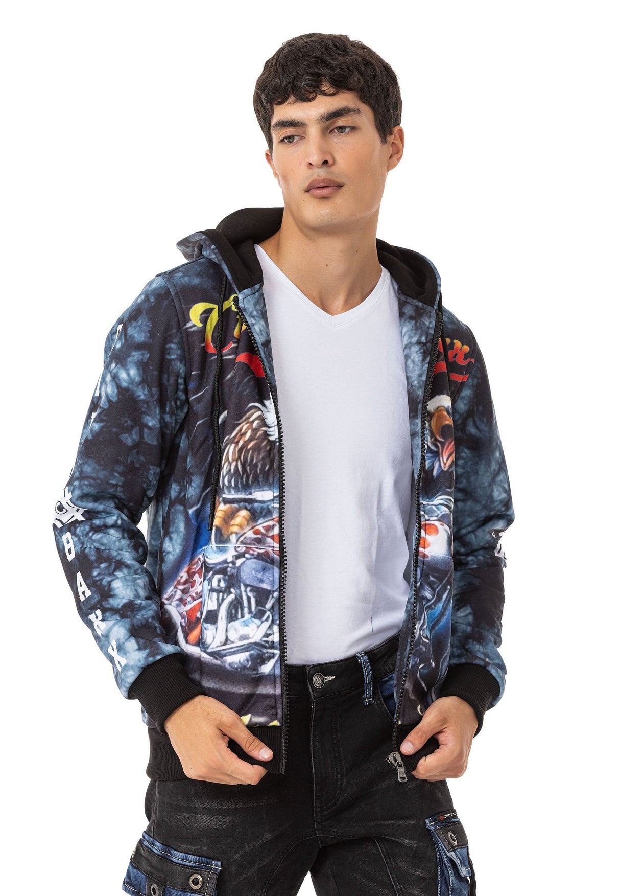 CL551 bluza męska z nadrukiem rozpinana