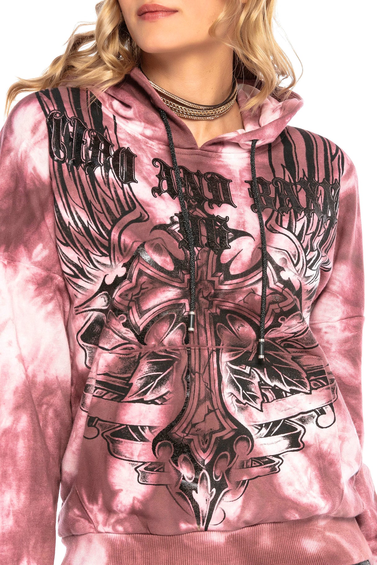 WL230 bluza damska z kapturem w batikowym stylu