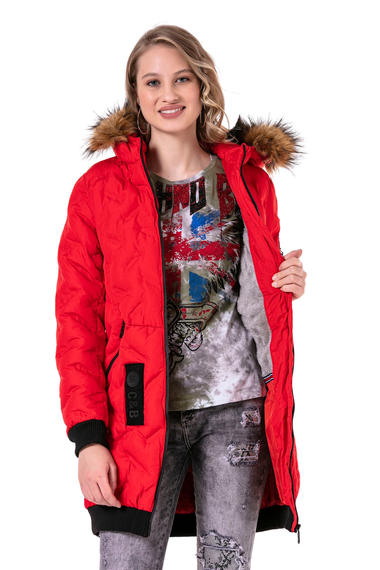 WM106 kurtka zimowa z szerokim kołnierzem