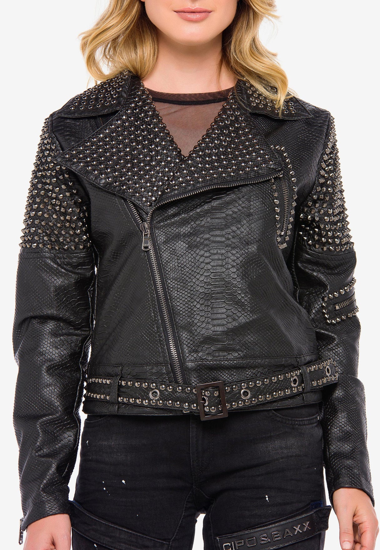 WJ167 kurtka damska z imitacji skóry węża