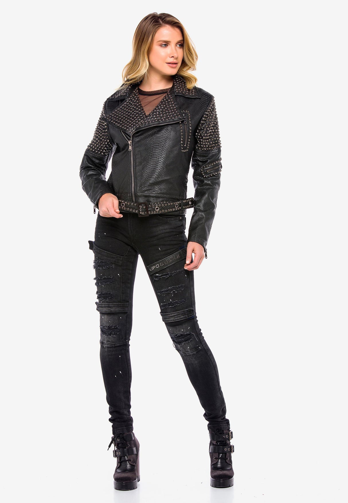 WJ167 kurtka damska z imitacji skóry węża