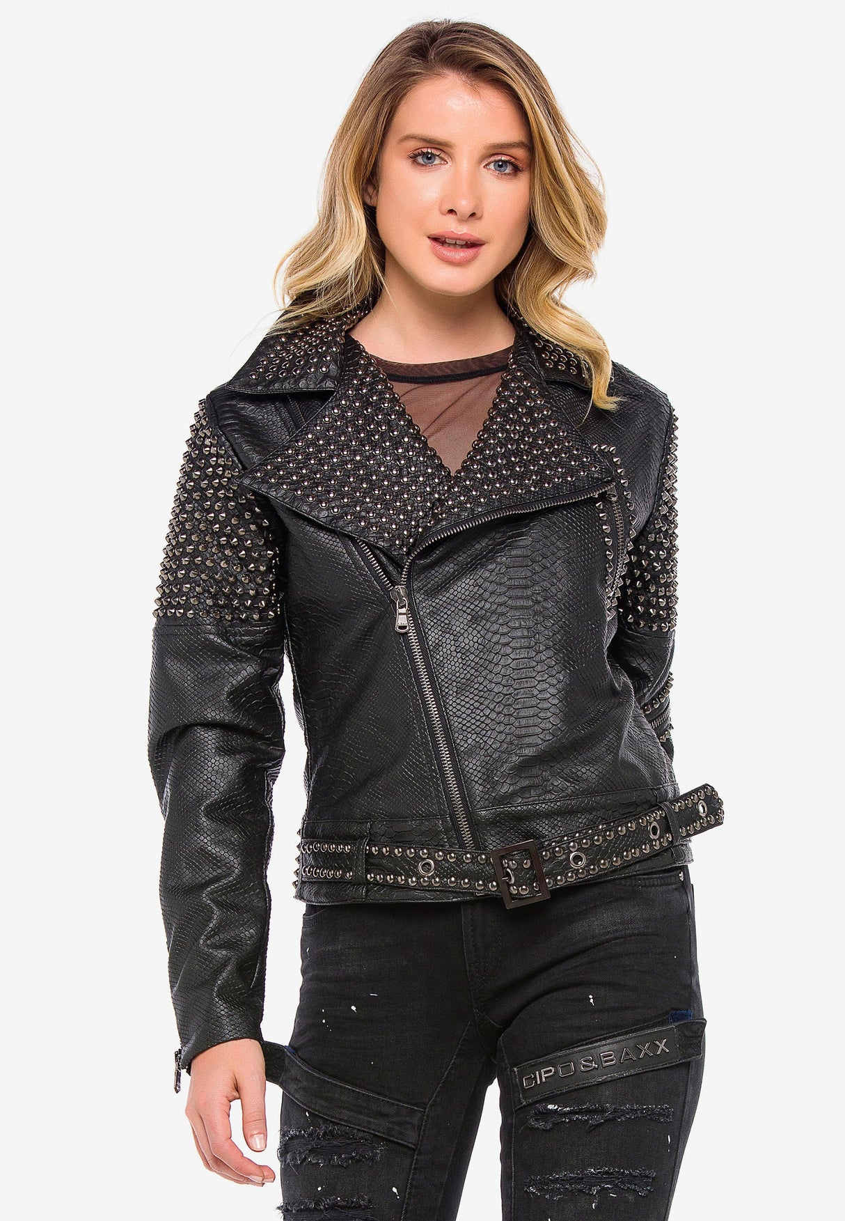 WJ167 kurtka damska z imitacji skóry węża