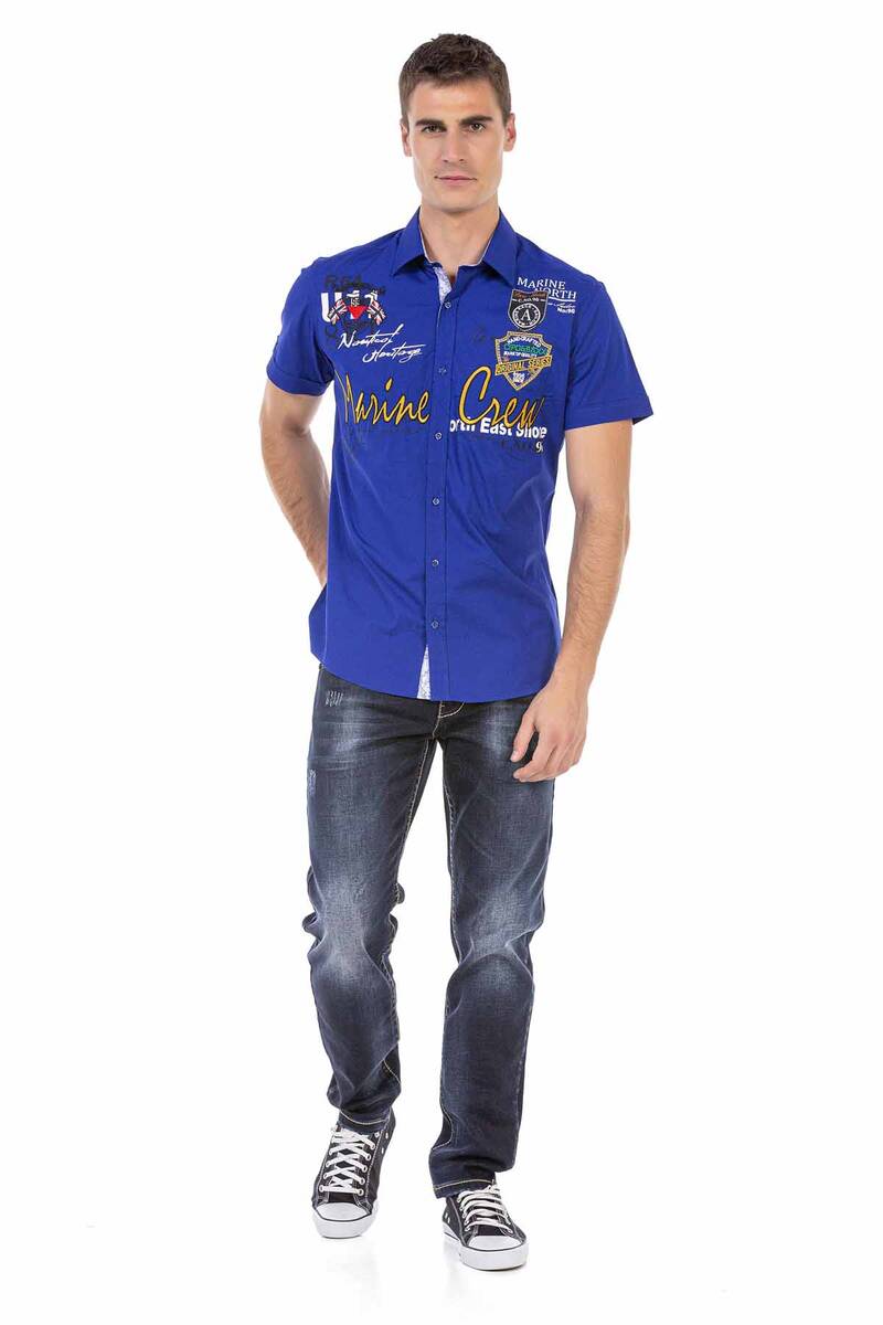 CD702 jeansy proste z ozdobnym szwem