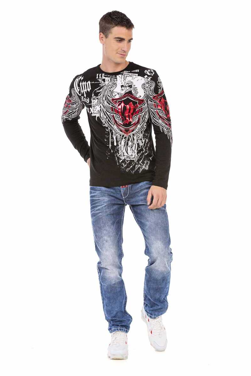 CD701 jeansy proste z ozdobnym szwem