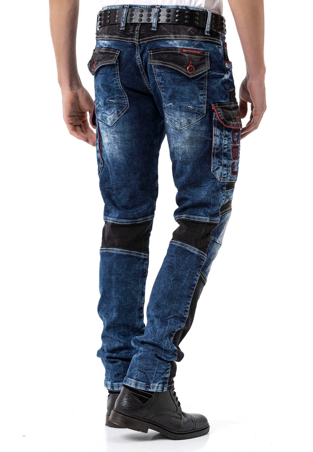 CD891 Herren Jeanshose mit 2 farbigen ausgefallenem Design
