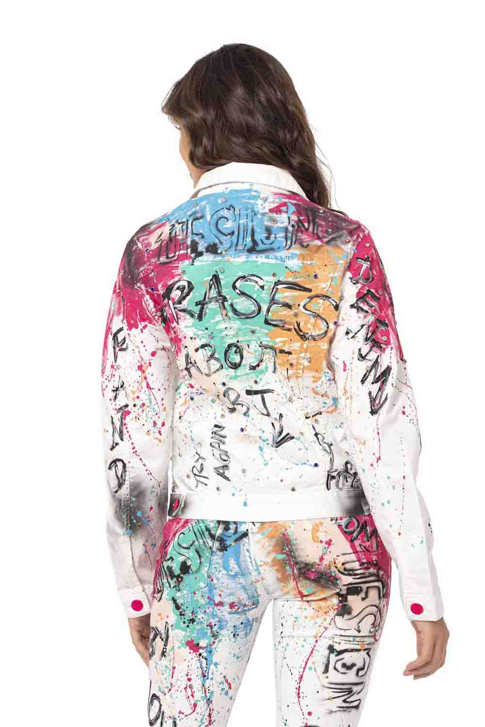 WJ196 kurtka damska z kolorowym wzorem