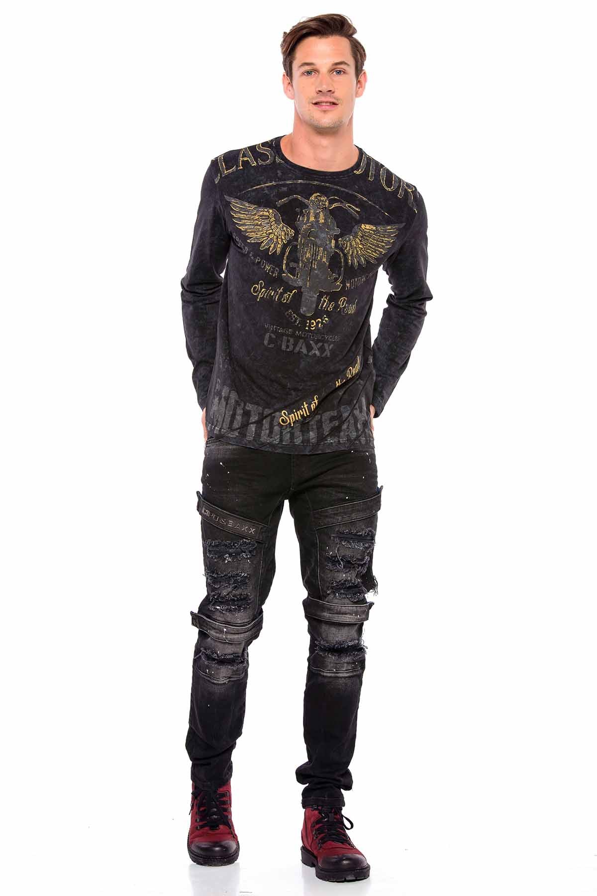 CL348 bluza męska w motorowym stylu