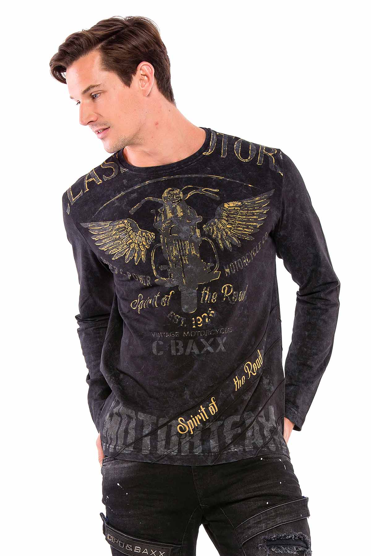 CL348 bluza męska w motorowym stylu