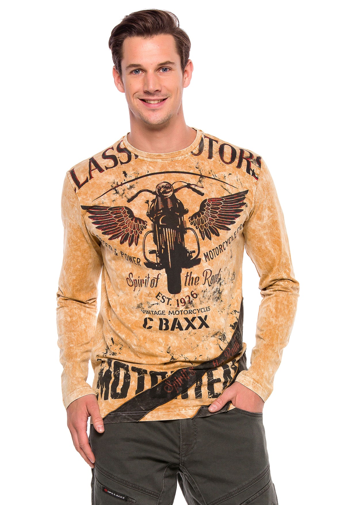 CL348 bluza męska w motorowym stylu