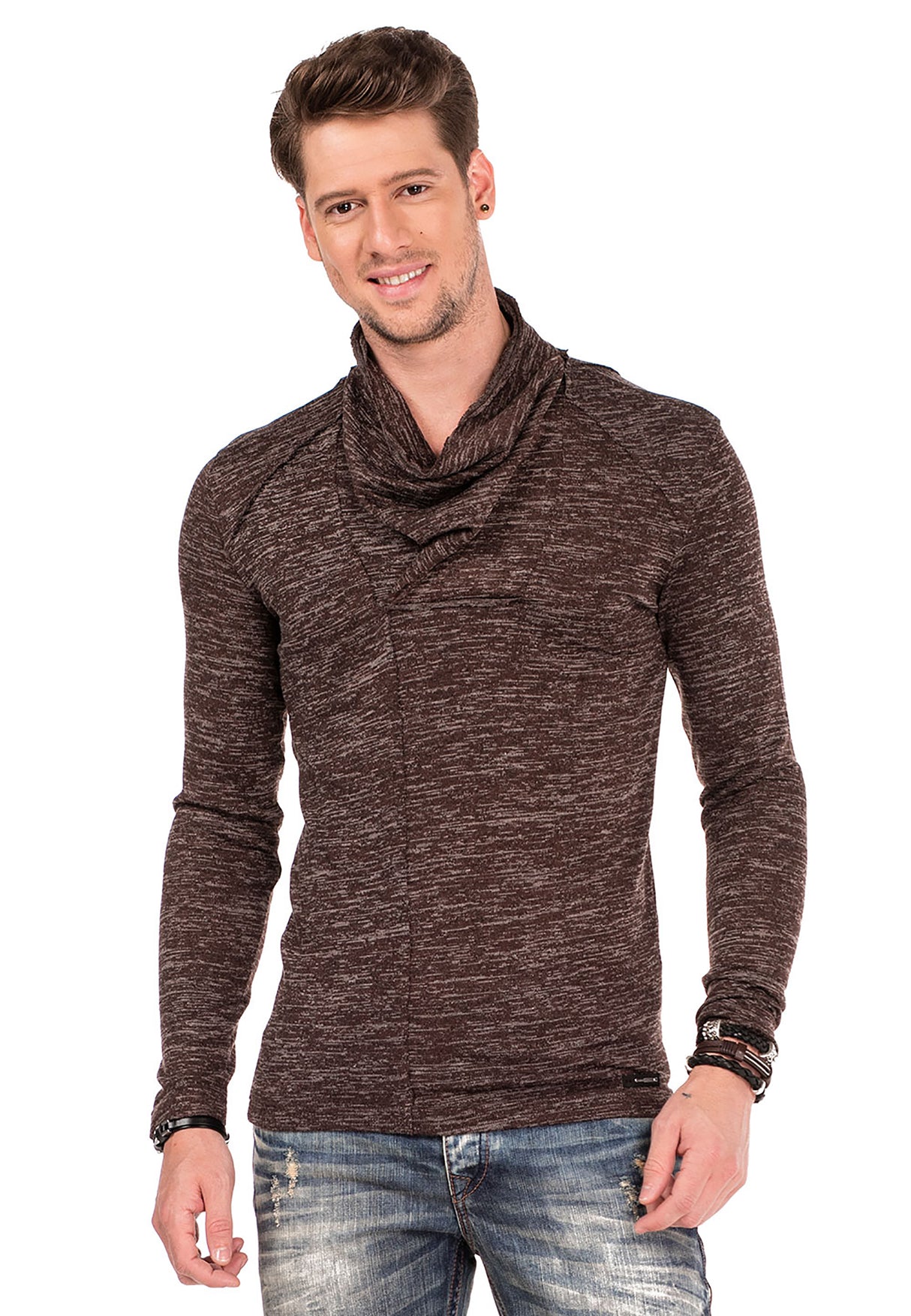CL332 Men Sweatshirt con acogedor collar de chal