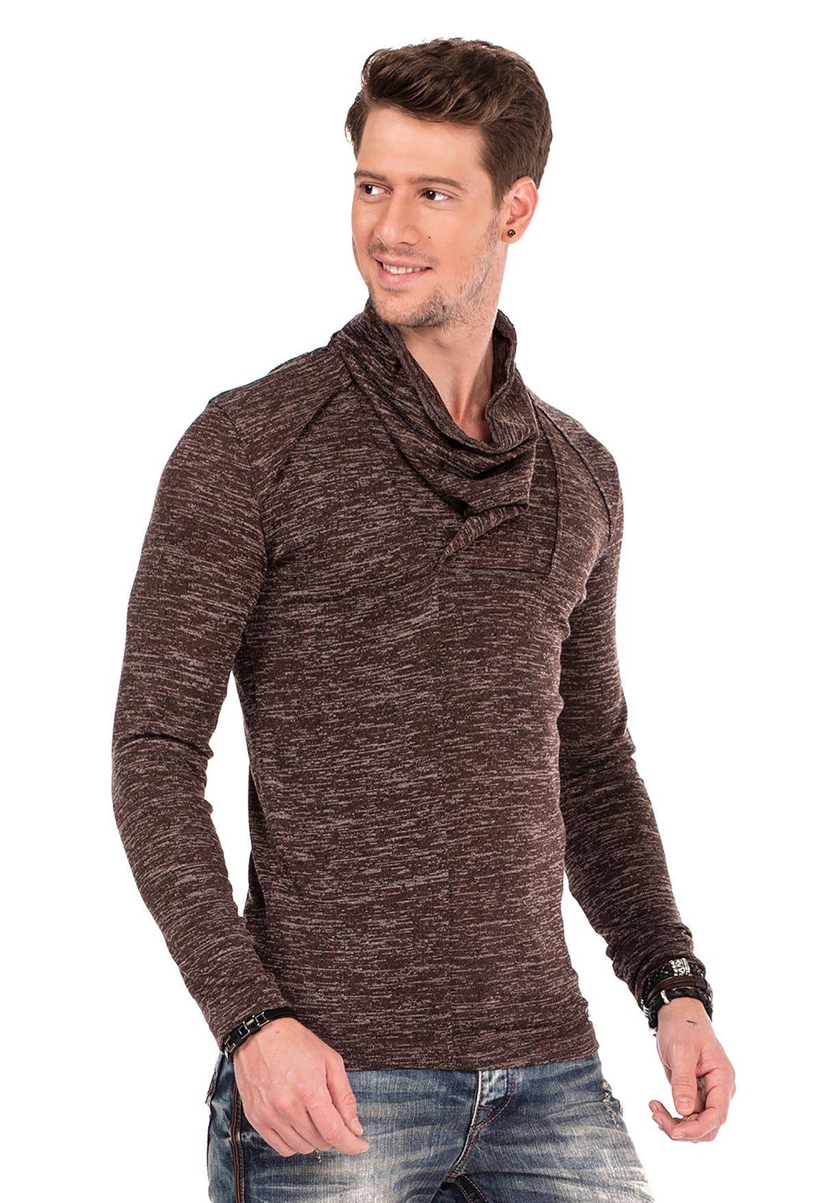 CL332 Men Sweatshirt con acogedor collar de chal