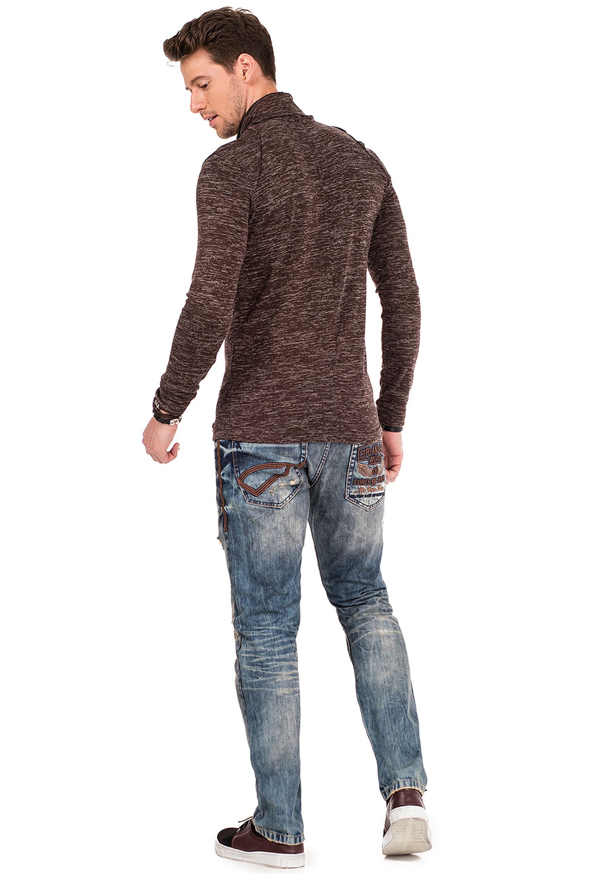 CL332 Men Sweatshirt con acogedor collar de chal