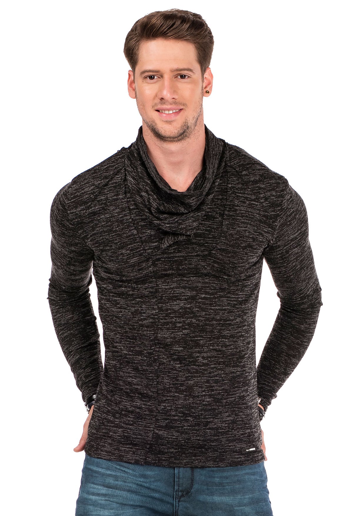 CL332 Men Sweatshirt con acogedor collar de chal